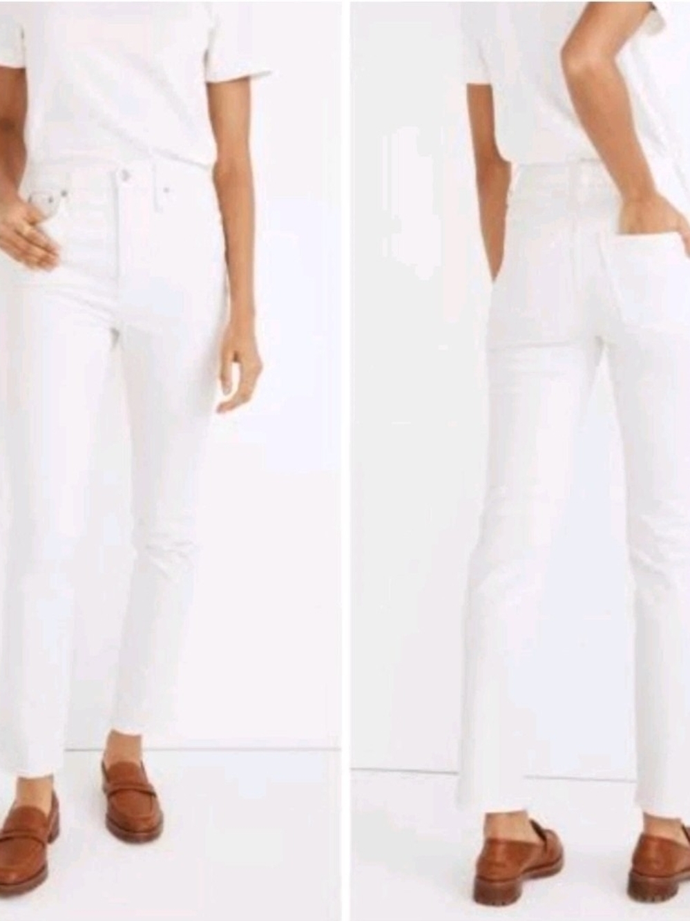 Madewell The Perfect Vintagee High-Rise Straight Jeans in Sail White Size 31 EUC - Picture 2 of 7